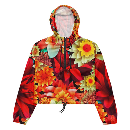 DMV 0419 Floral Women’s cropped windbreaker