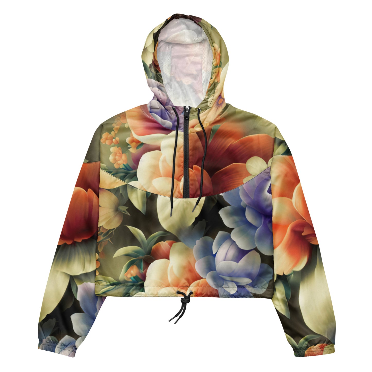 DMV 0709 Floral Women’s cropped windbreaker