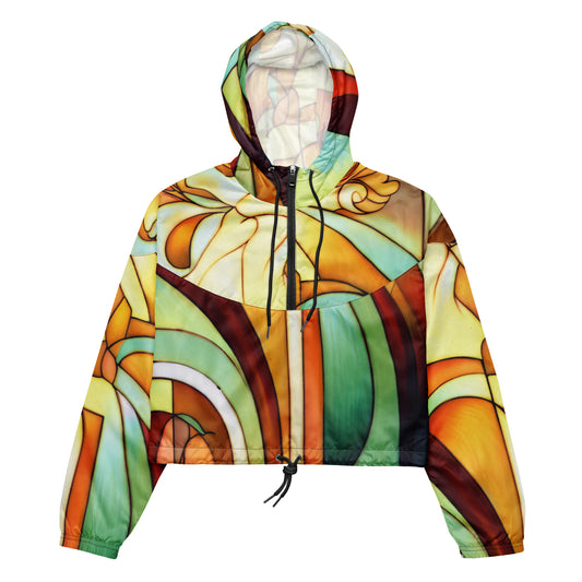 DMV 1038 Abstract Art Women’s cropped windbreaker