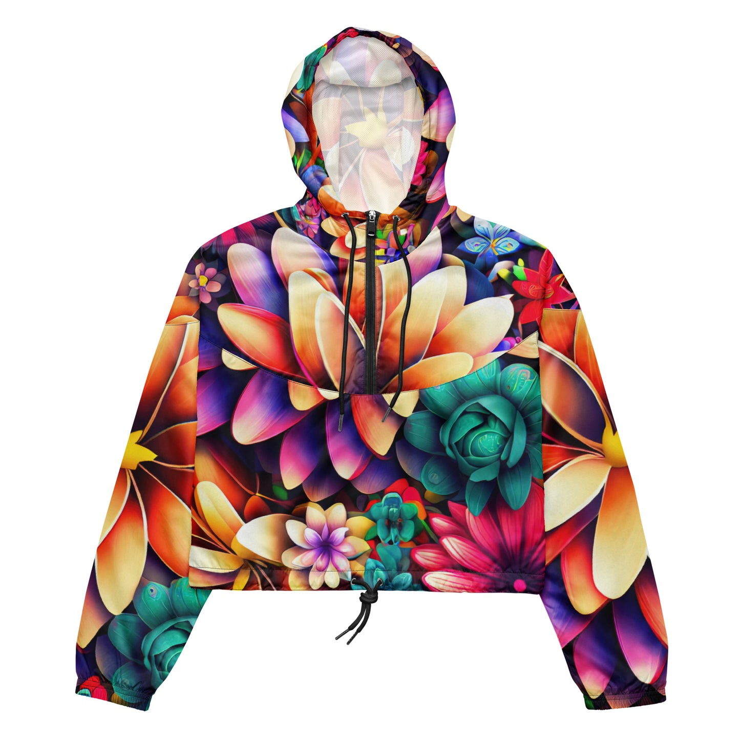 DMV 1037 Floral Women’s cropped windbreaker