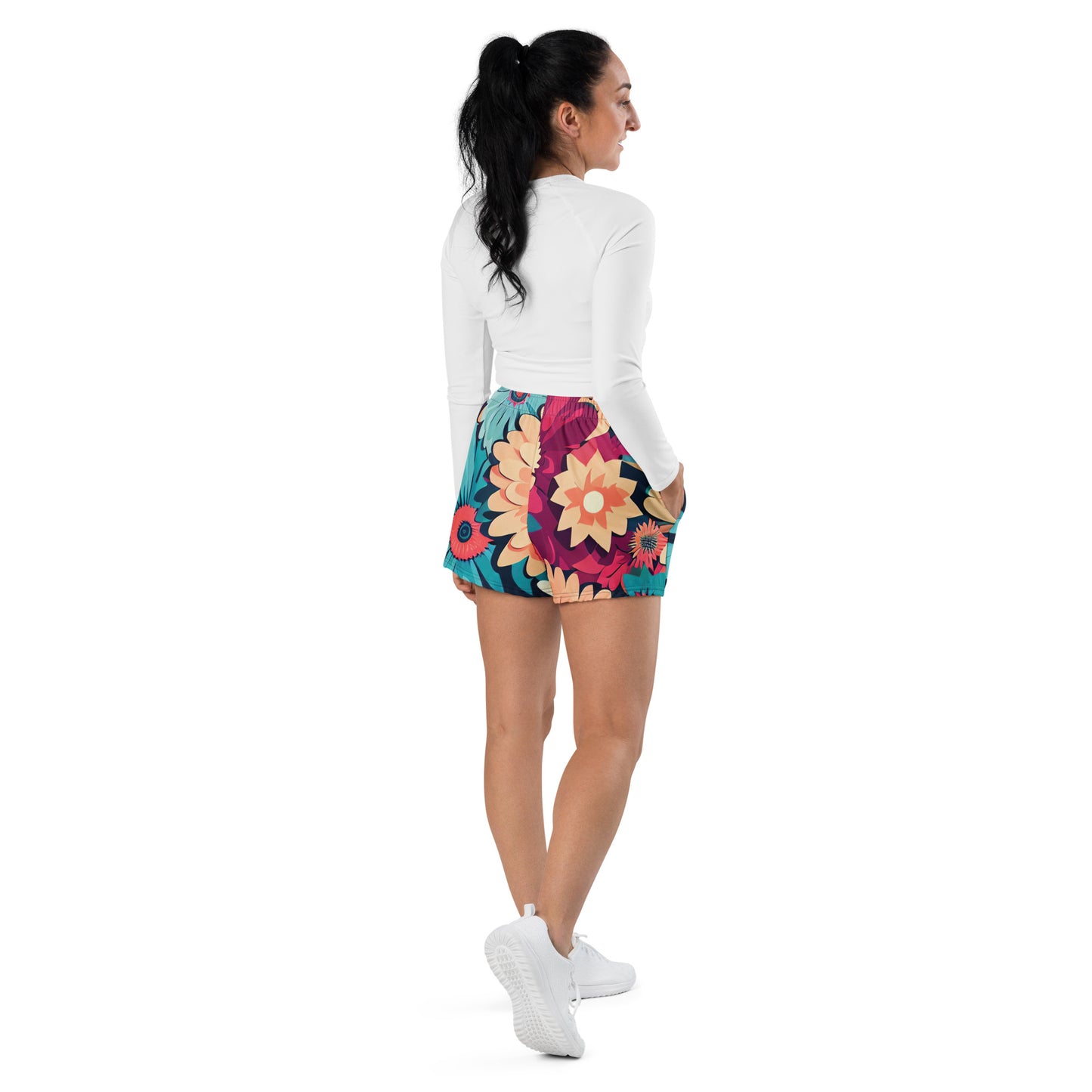 DMV 0293 Floral Women’s Recycled Athletic Shorts