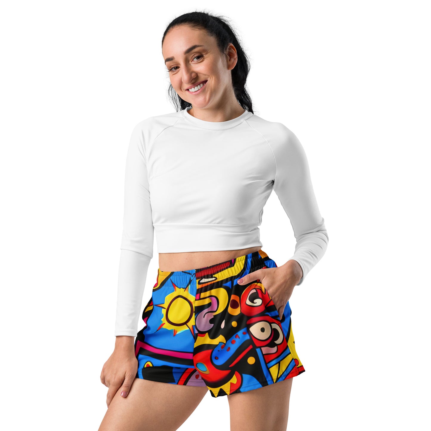 DMV 0235 Psy Art Women’s Recycled Athletic Shorts