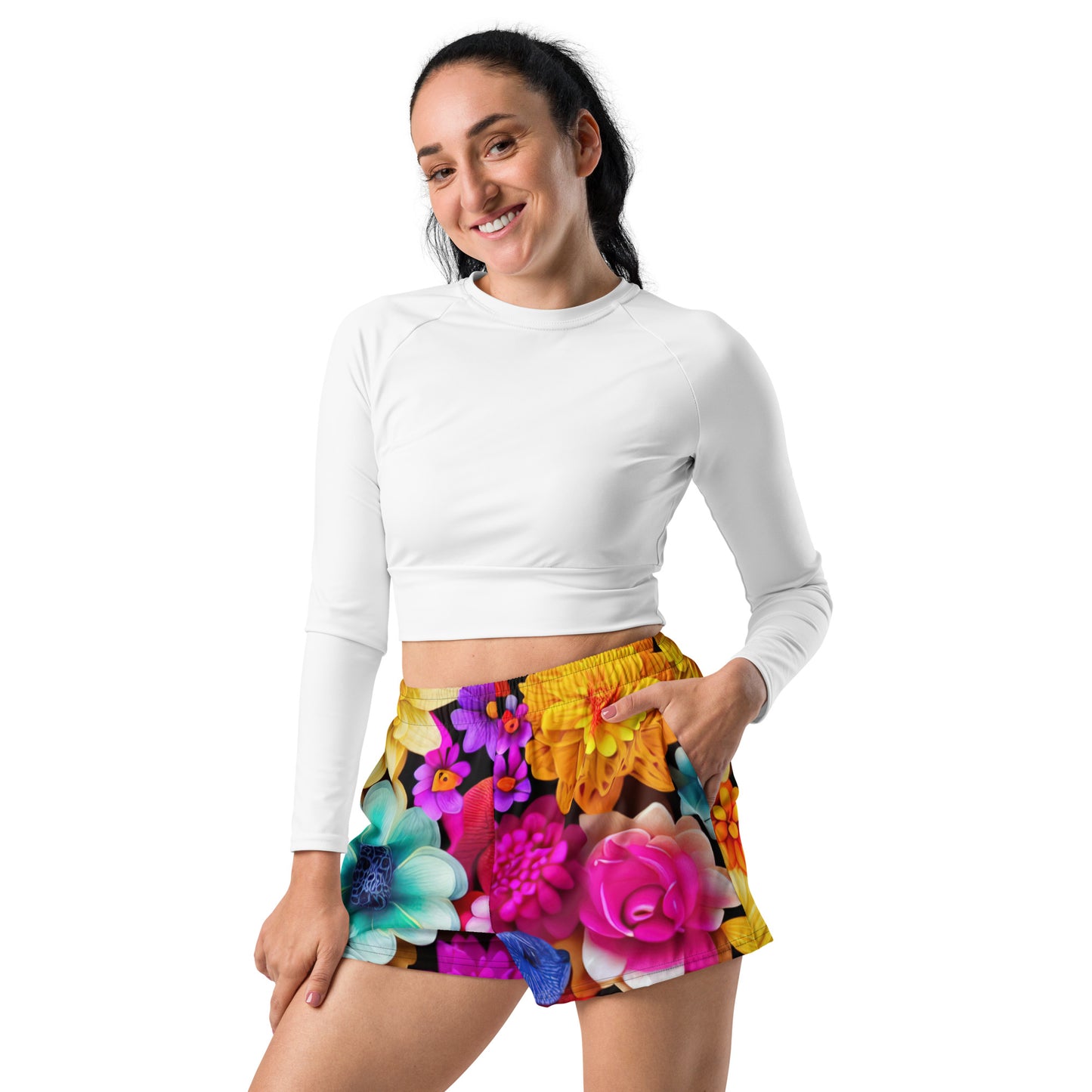 DMV 0238 Floral Women’s Recycled Athletic Shorts