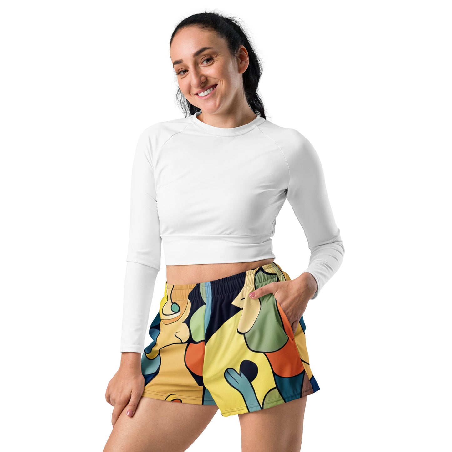 DMV 0242 Retro Art Women’s Recycled Athletic Shorts