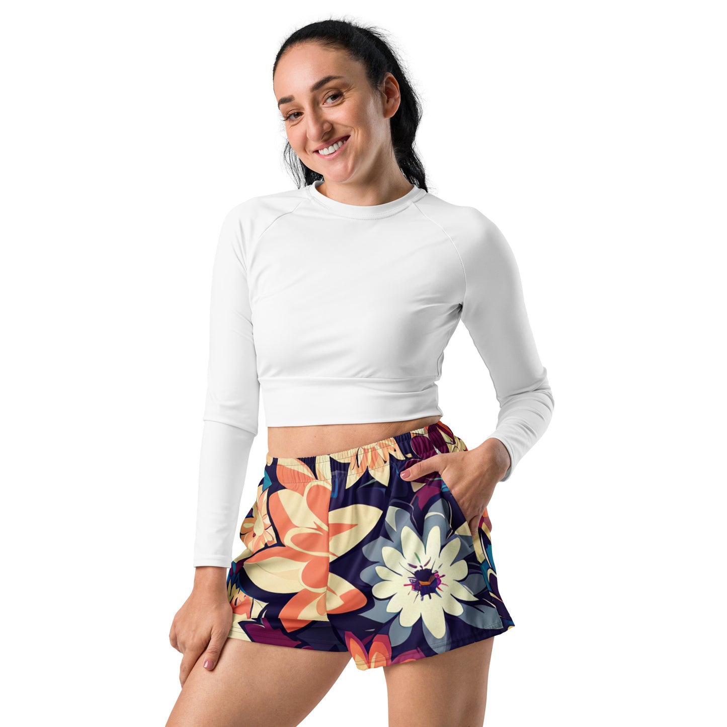 DMV 0253 Floral Women’s Recycled Athletic Shorts