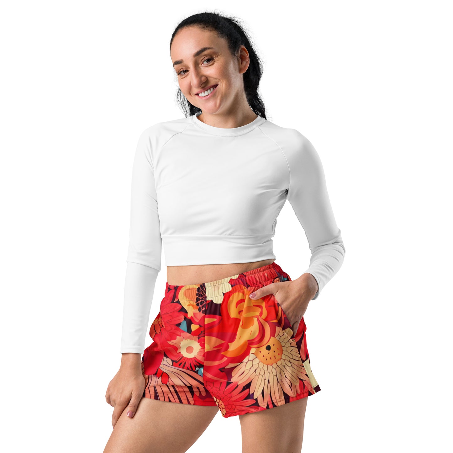 DMV 0105 Floral Women’s Recycled Athletic Shorts