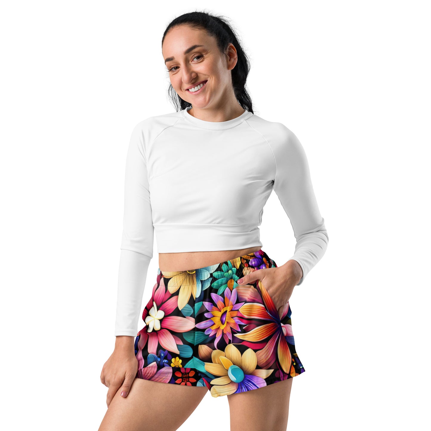 DMV 0265 Floral Women’s Recycled Athletic Shorts