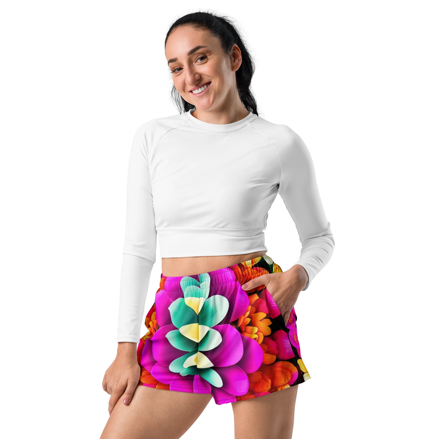 DMV 0250 Floral Women’s Recycled Athletic Shorts