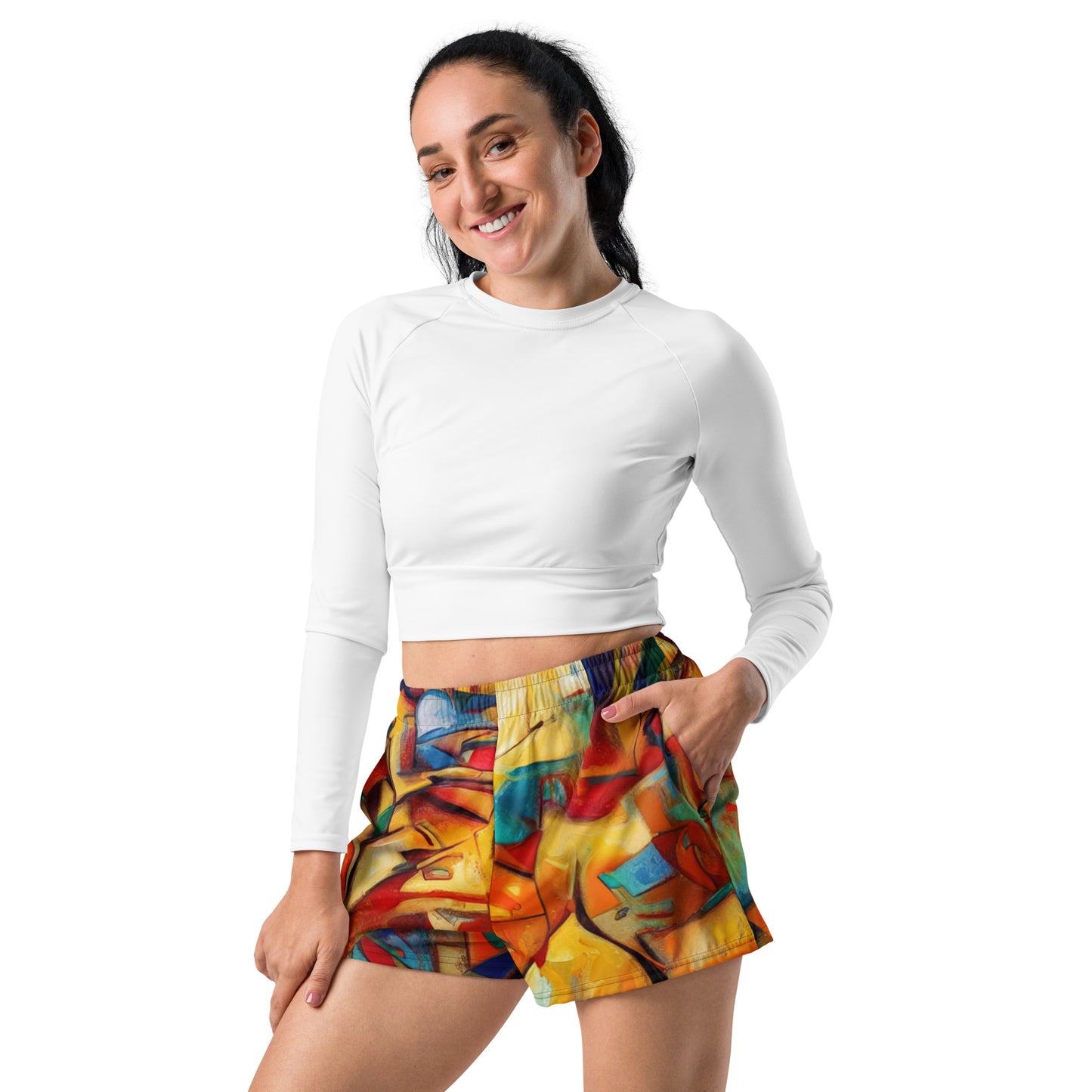 DMV 0416 Abstract Art Women’s Recycled Athletic Shorts