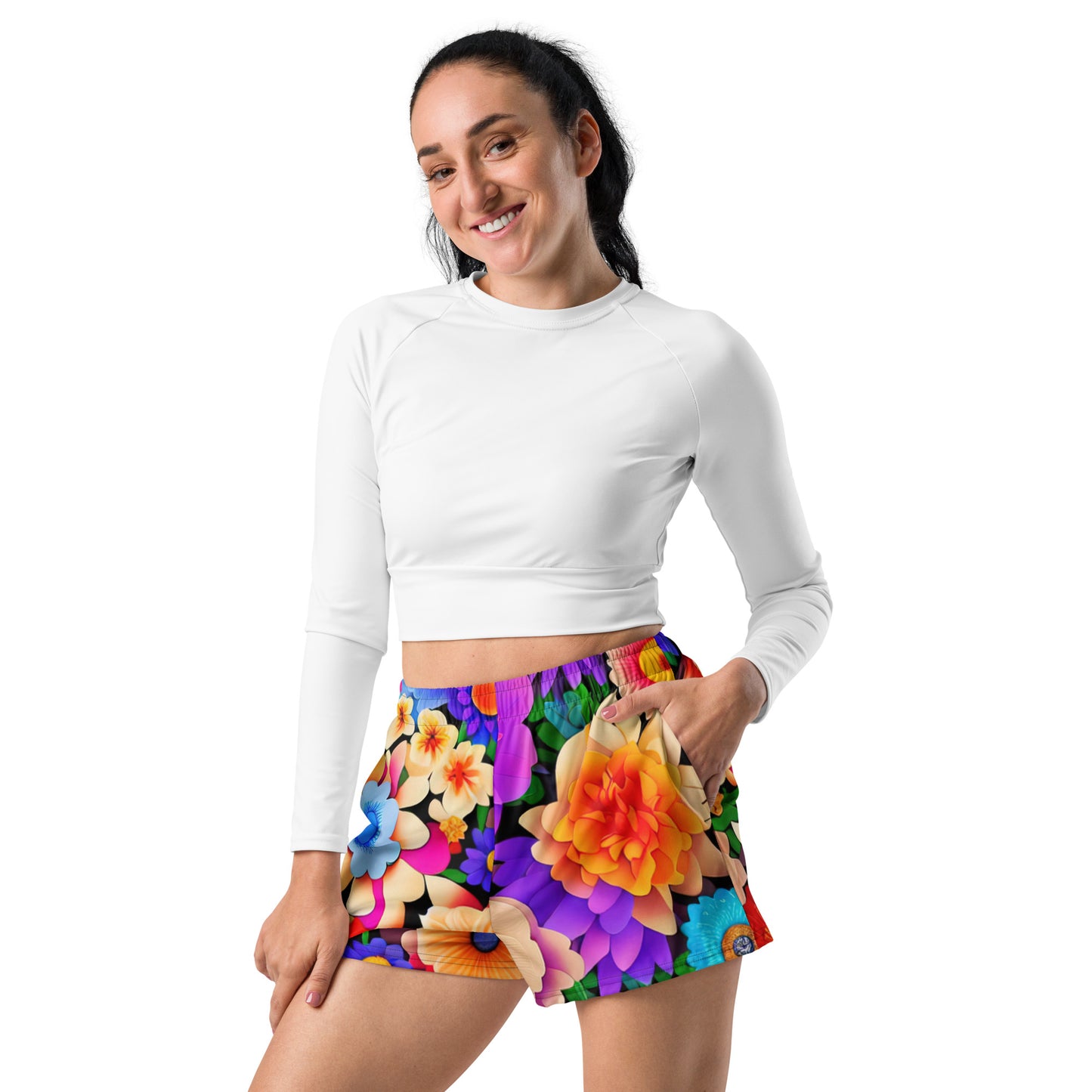 DMV 0309 Floral Women’s Recycled Athletic Shorts