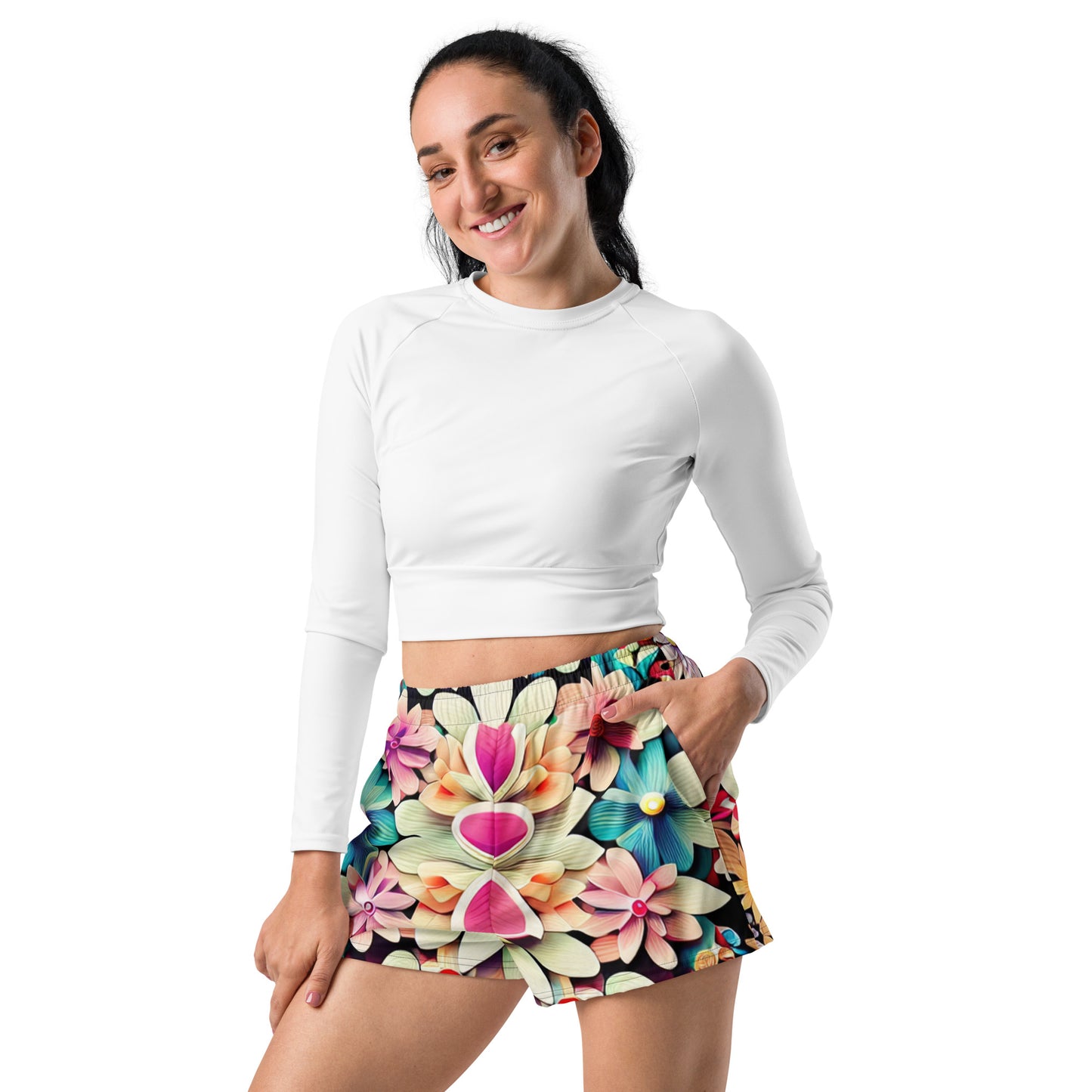 DMV 0307 Floral Women’s Recycled Athletic Shorts