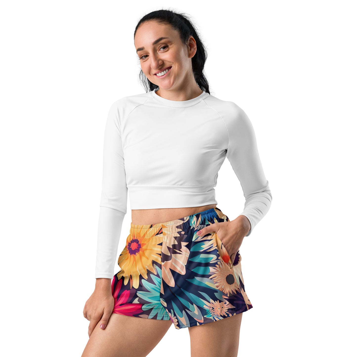 DMV 0404 Floral Women’s Recycled Athletic Shorts