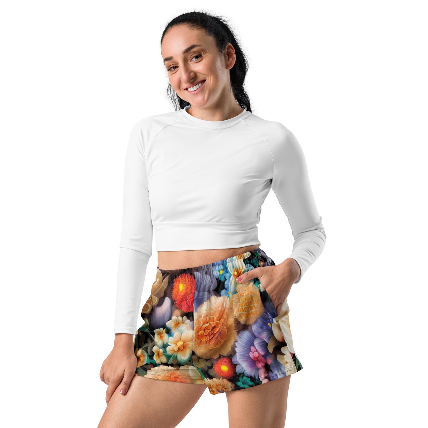 DMV 0302 Floral Women’s Recycled Athletic Shorts