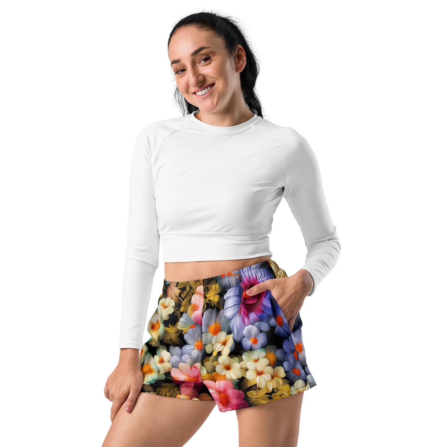 DMV 1522 Floral Women’s Recycled Athletic Shorts