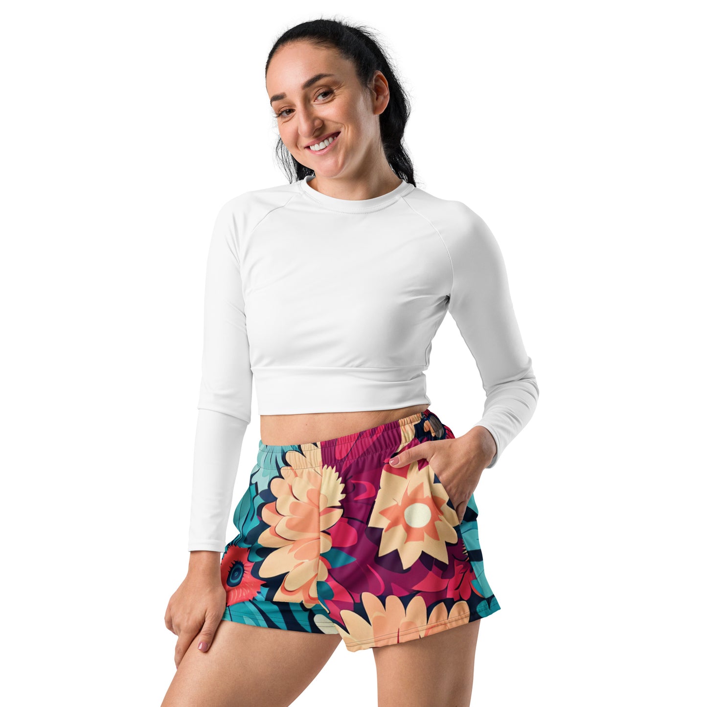 DMV 0293 Floral Women’s Recycled Athletic Shorts