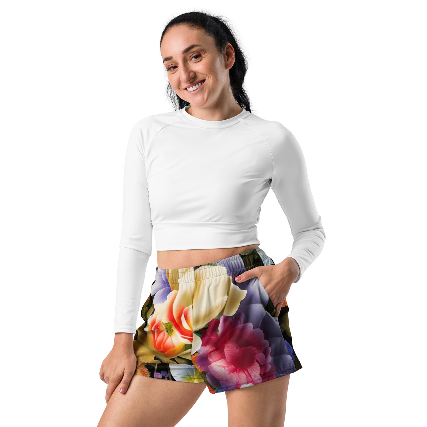 DMV 0268 Floral Women’s Recycled Athletic Shorts