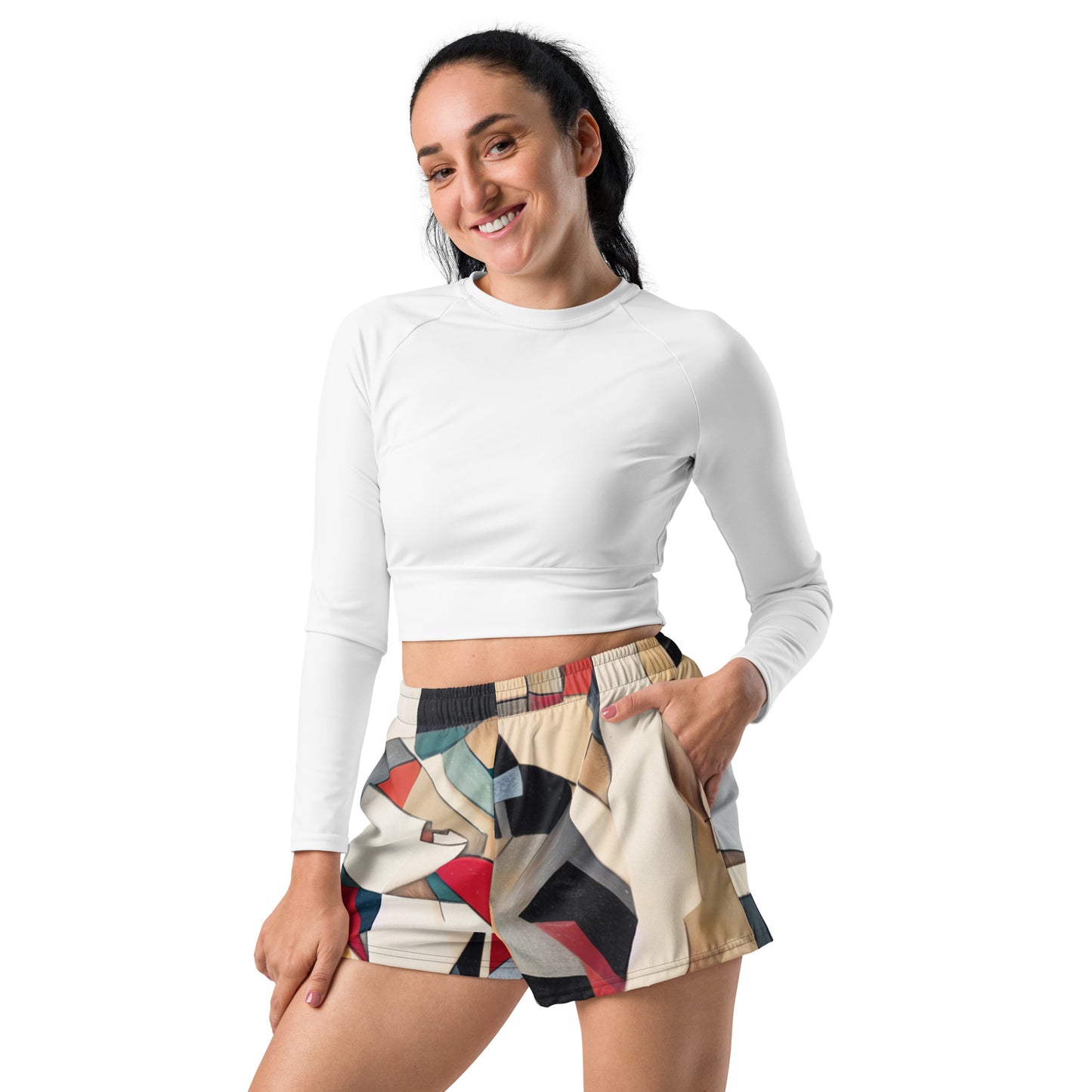 DMV 0508 Abstract Art Women’s Recycled Athletic Shorts