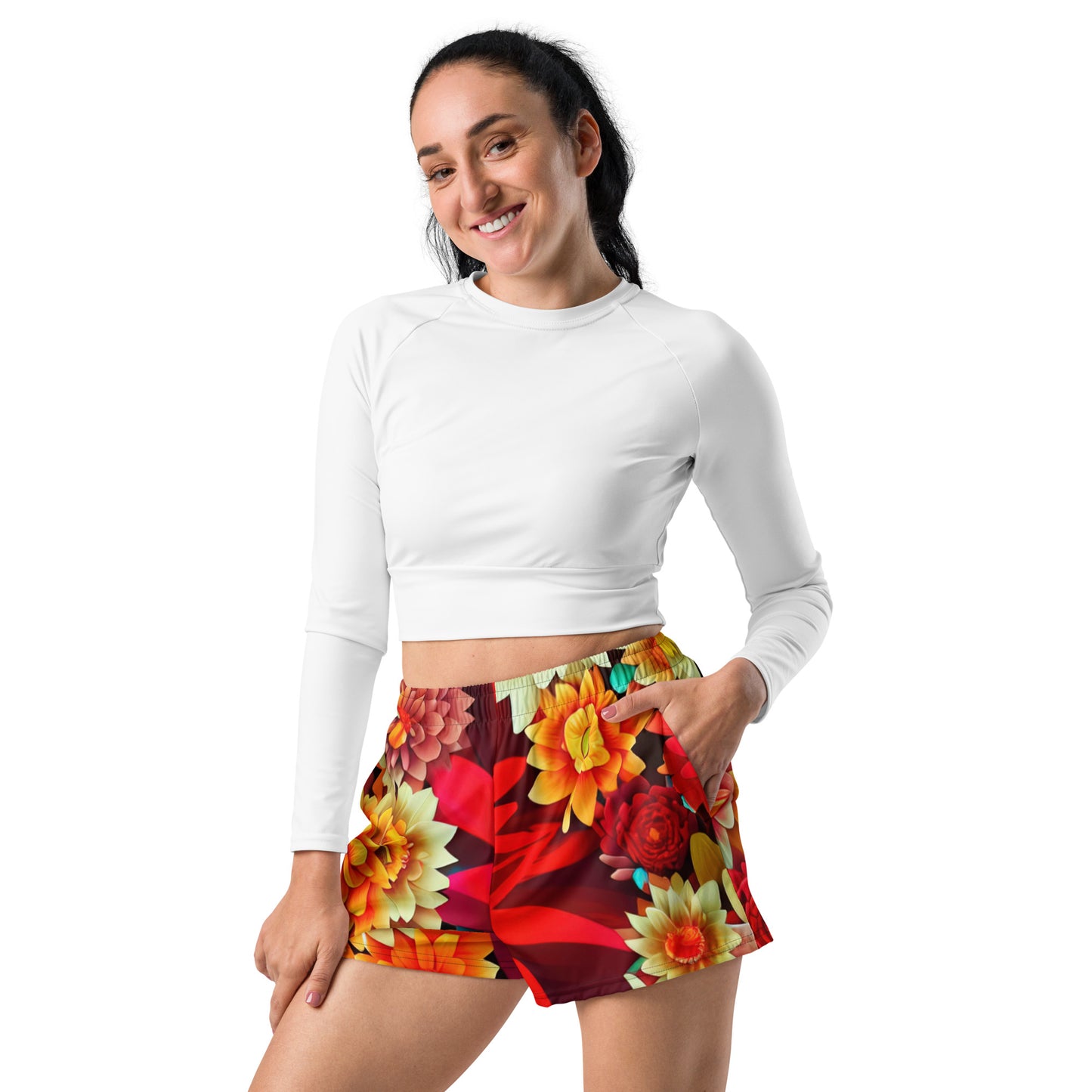 DMV 0419 Floral Women’s Recycled Athletic Shorts