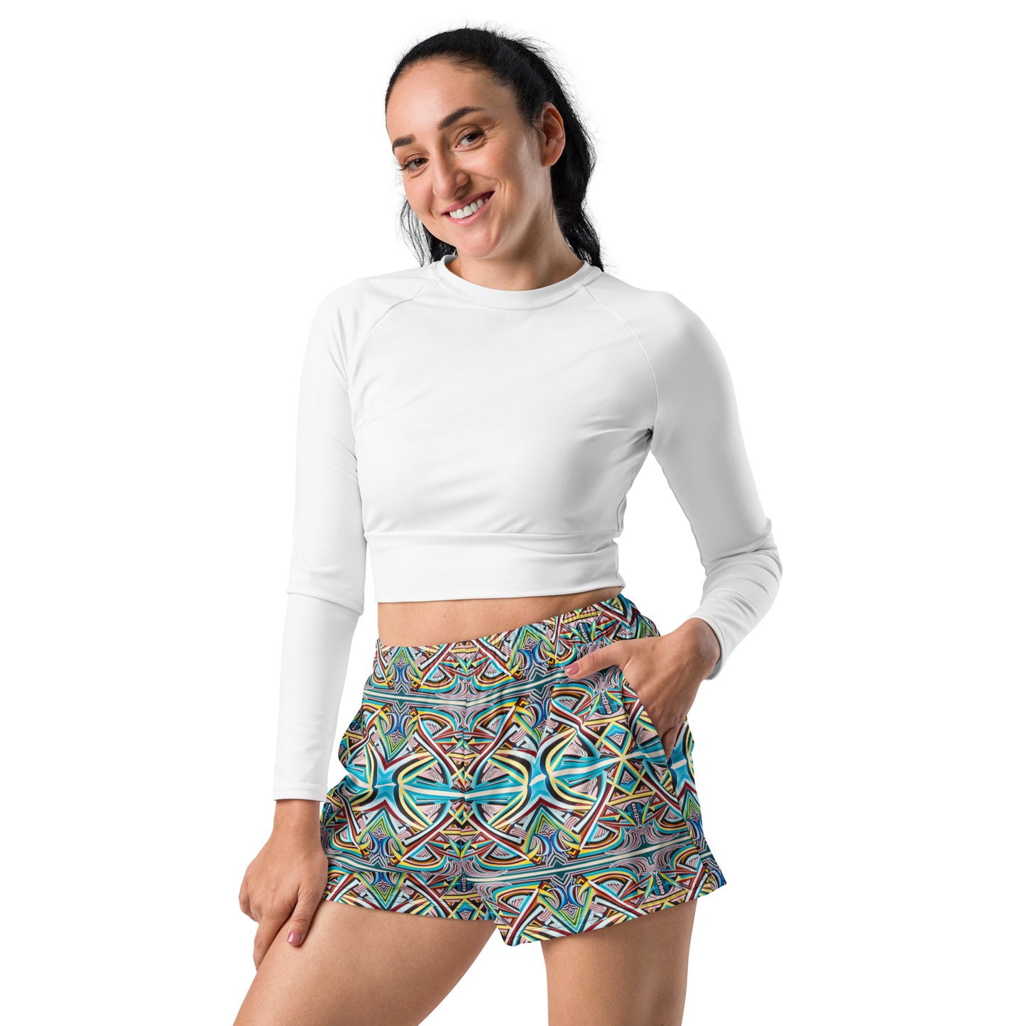 DMV 1677 Conceptual Artsy Women’s Recycled Athletic Shorts