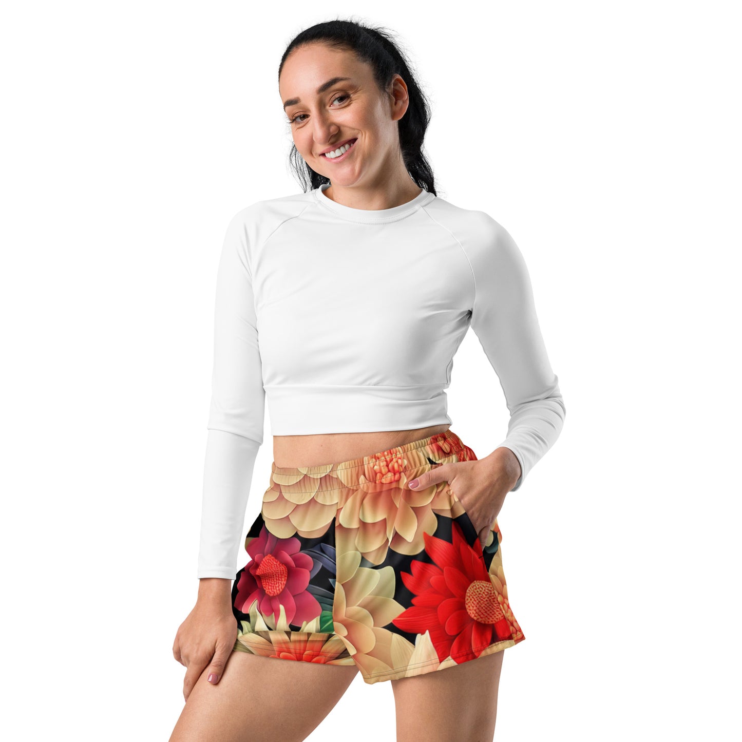 DMV 1723 Floral Women’s Recycled Athletic Shorts