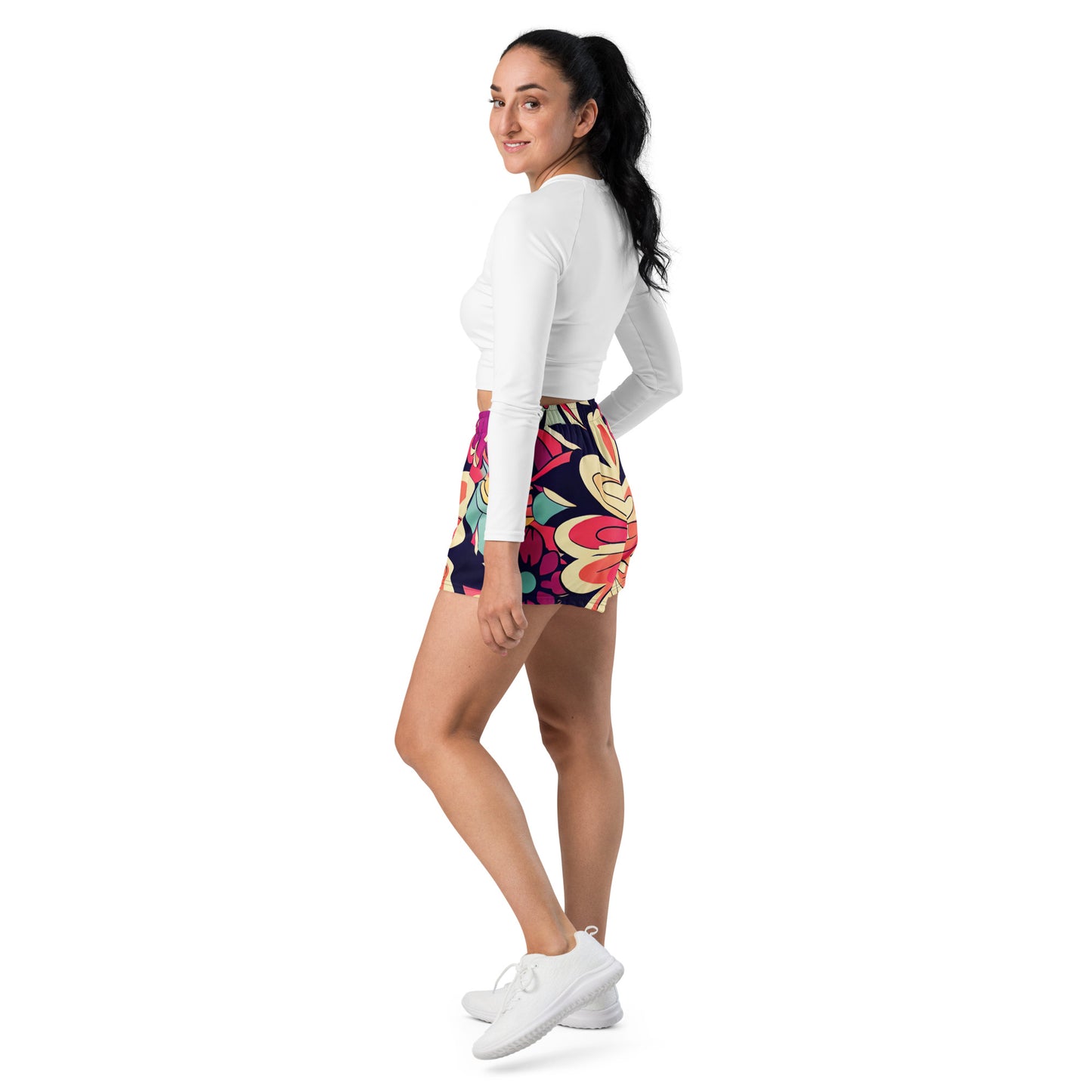 DMV 1525 Floral Women’s Recycled Athletic Shorts