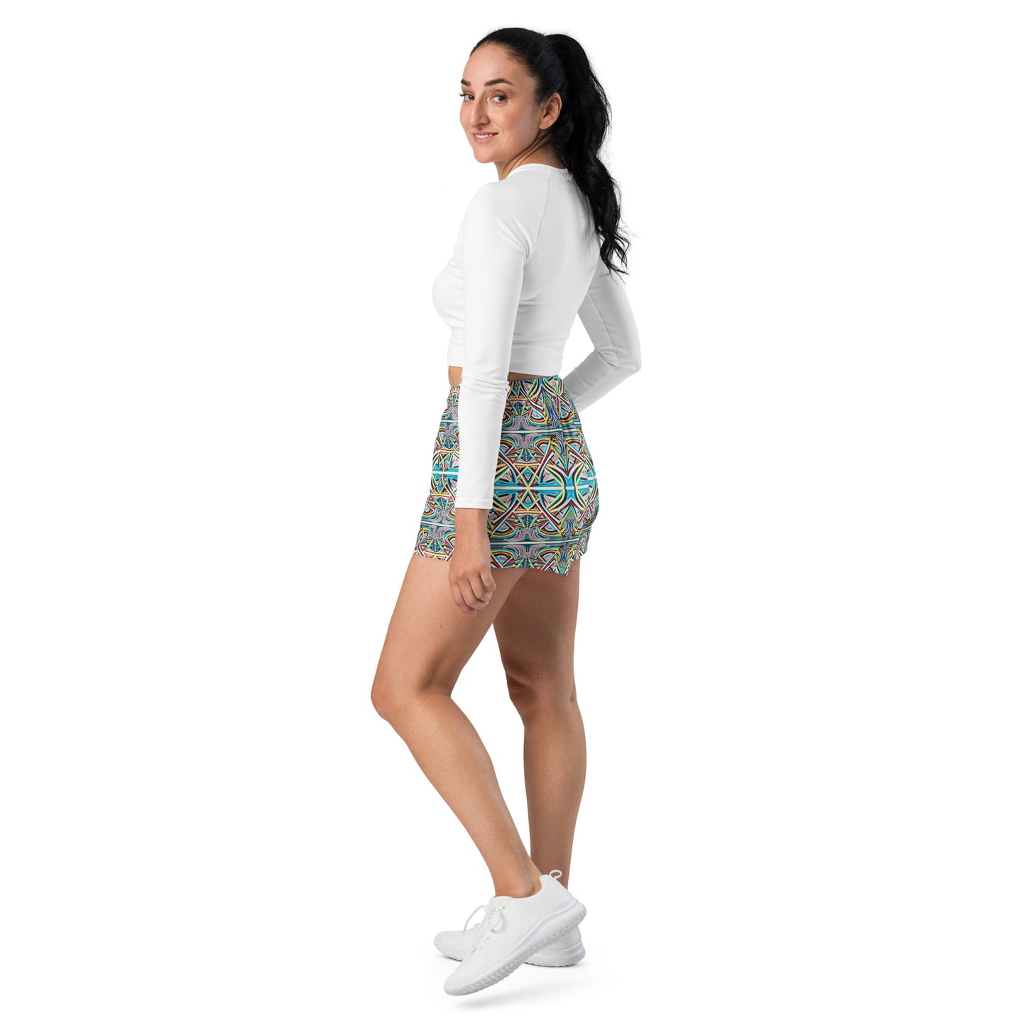 DMV 1677 Conceptual Artsy Women’s Recycled Athletic Shorts