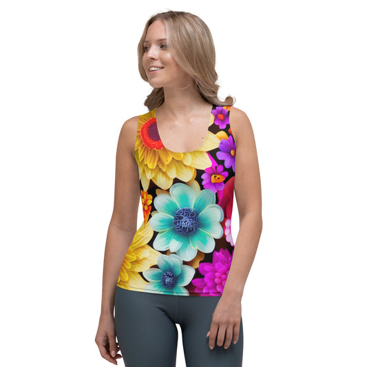 DMV 0238 Floral Sublimation Cut & Sew Tank Top