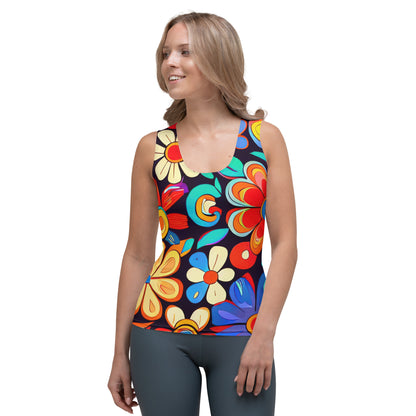 DMV 0257 Floral Sublimation Cut & Sew Tank Top