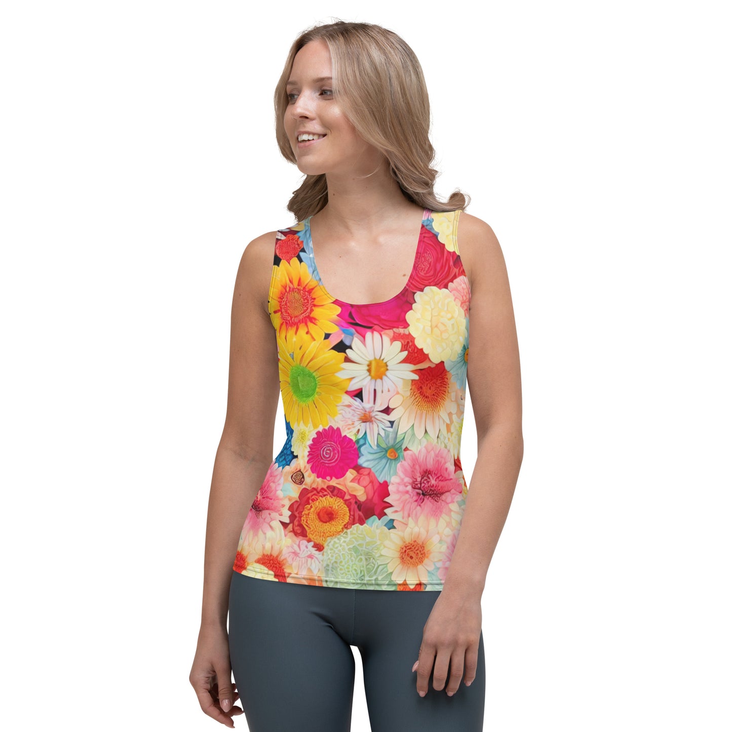 DMV 0106 Floral Sublimation Cut & Sew Tank Top