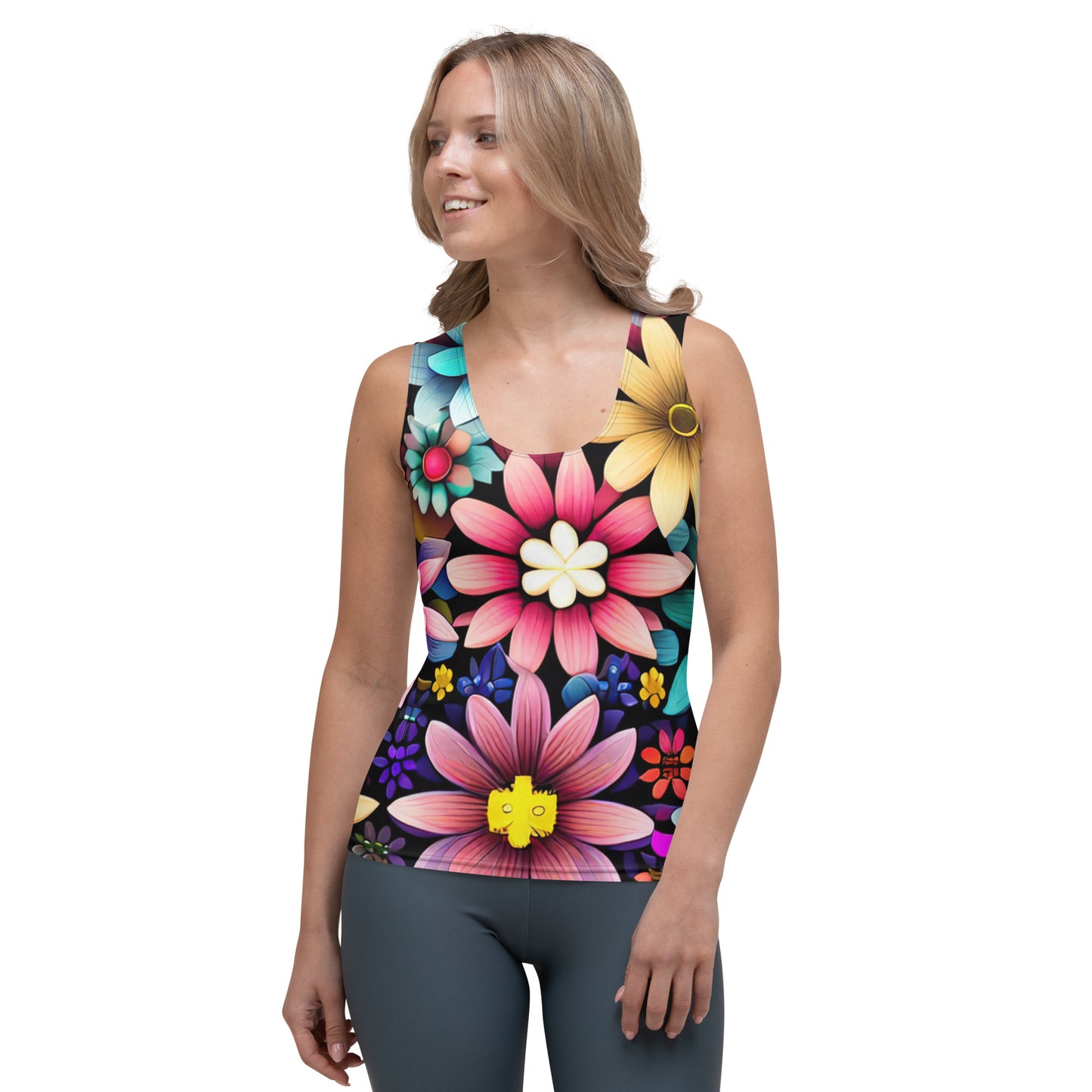 DMV 0265 Floral Sublimation Cut & Sew Tank Top