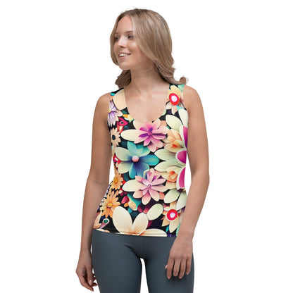 DMV 0307 Floral Sublimation Cut & Sew Tank Top