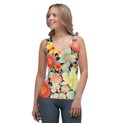 DMV 0260 Floral Sublimation Cut & Sew Tank Top