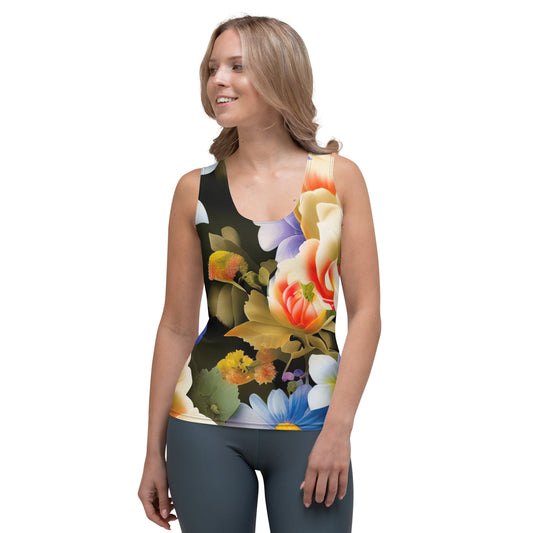 DMV 0268 Floral Sublimation Cut & Sew Tank Top