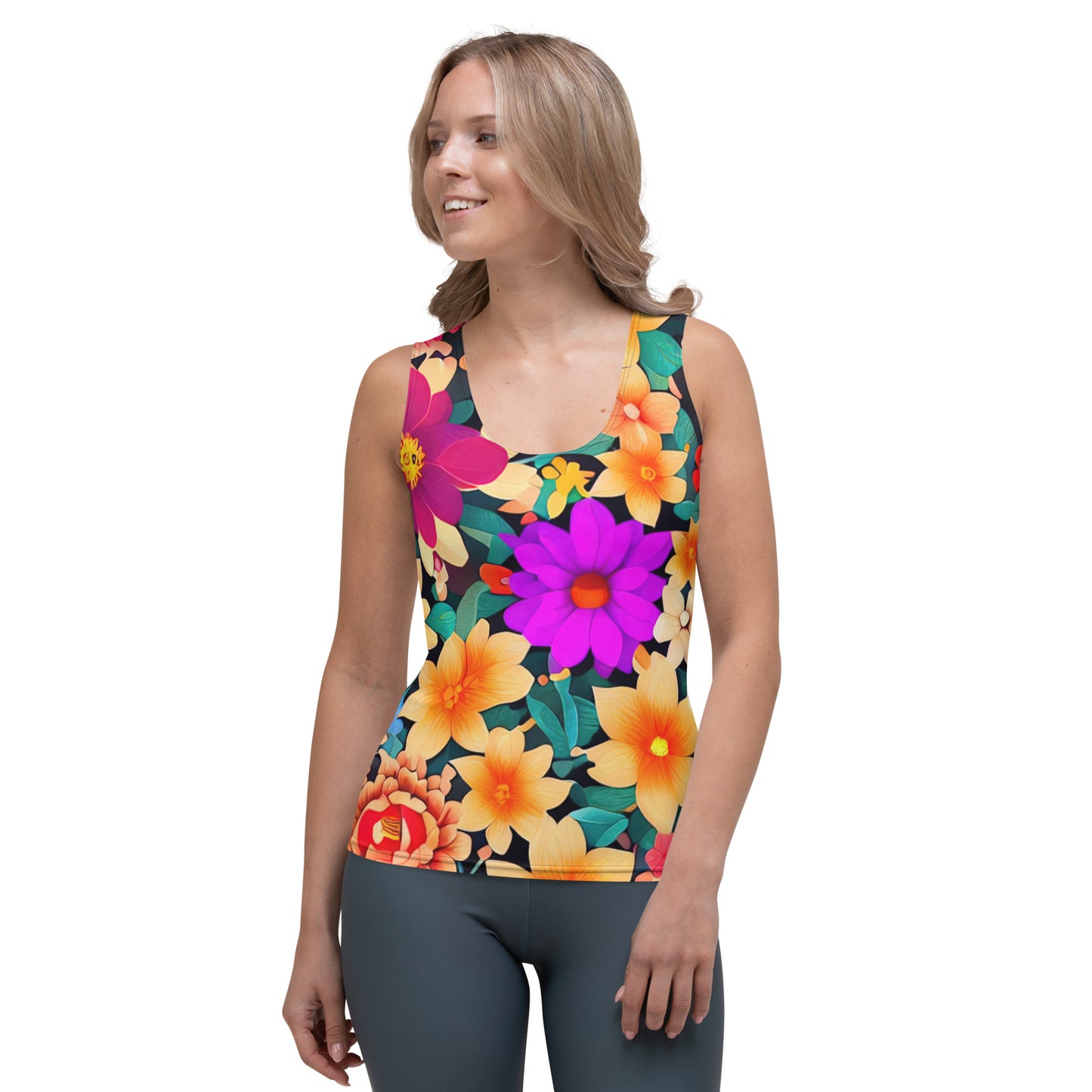 DMV 0997 Floral Sublimation Cut & Sew Tank Top