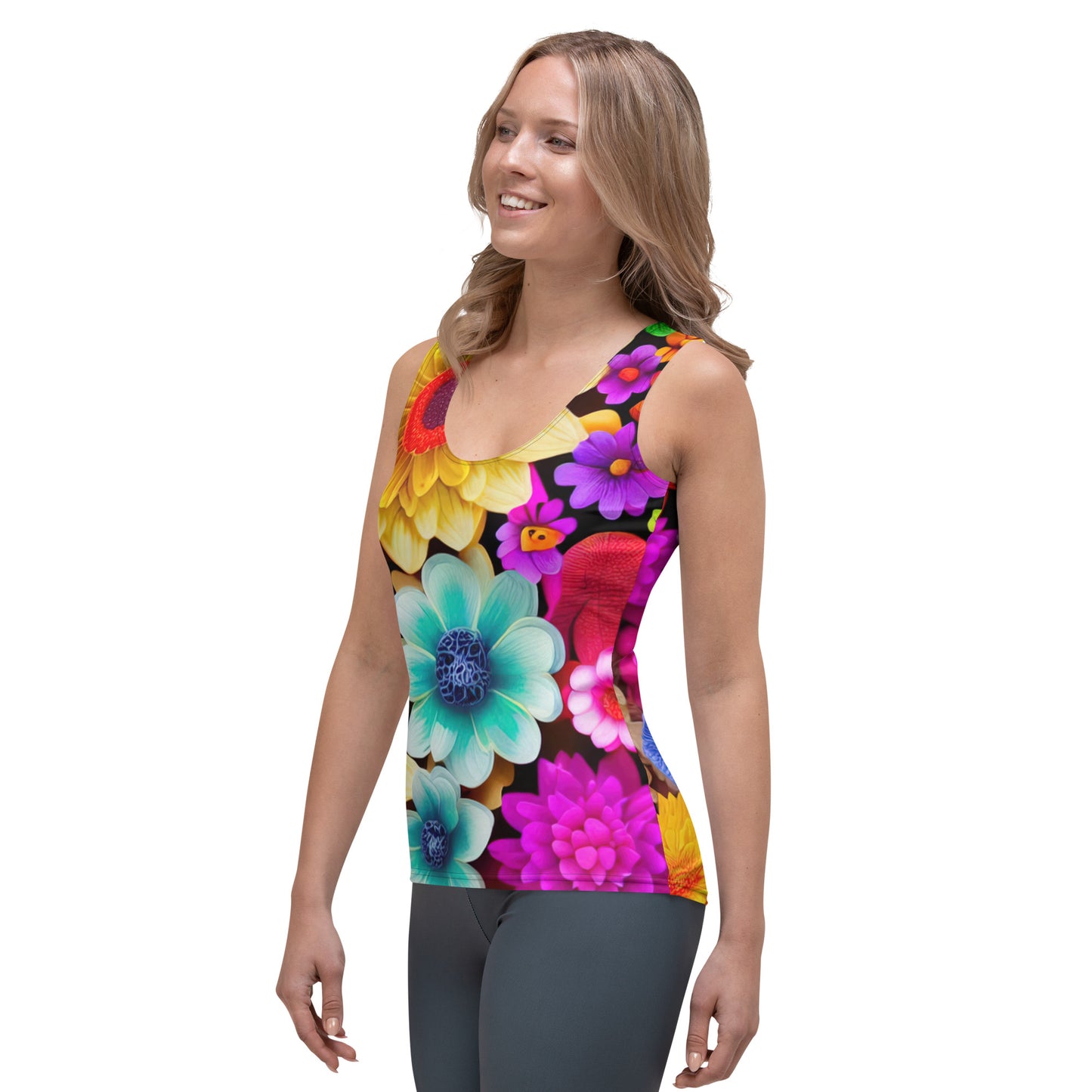 DMV 0238 Floral Sublimation Cut & Sew Tank Top