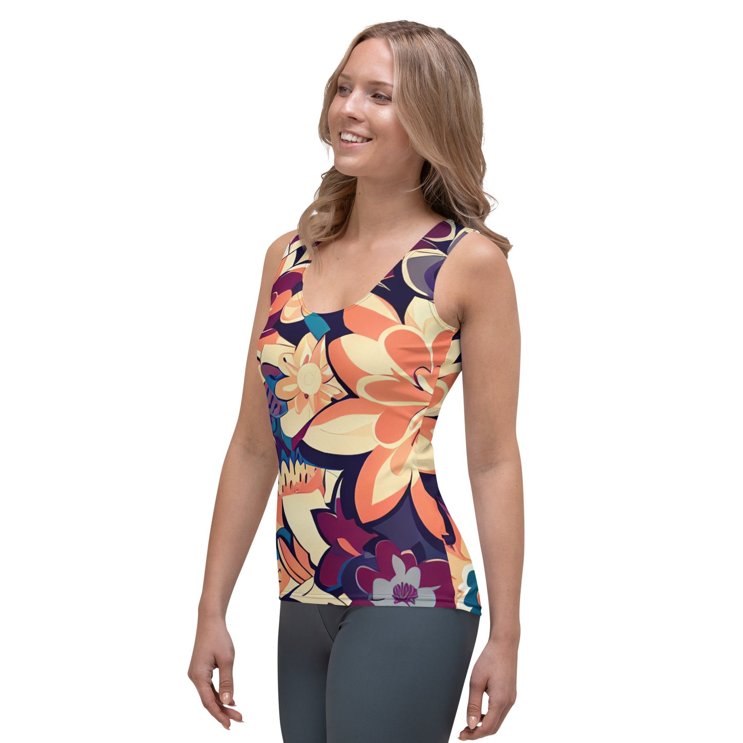 DMV 0253 Floral Sublimation Cut & Sew Tank Top