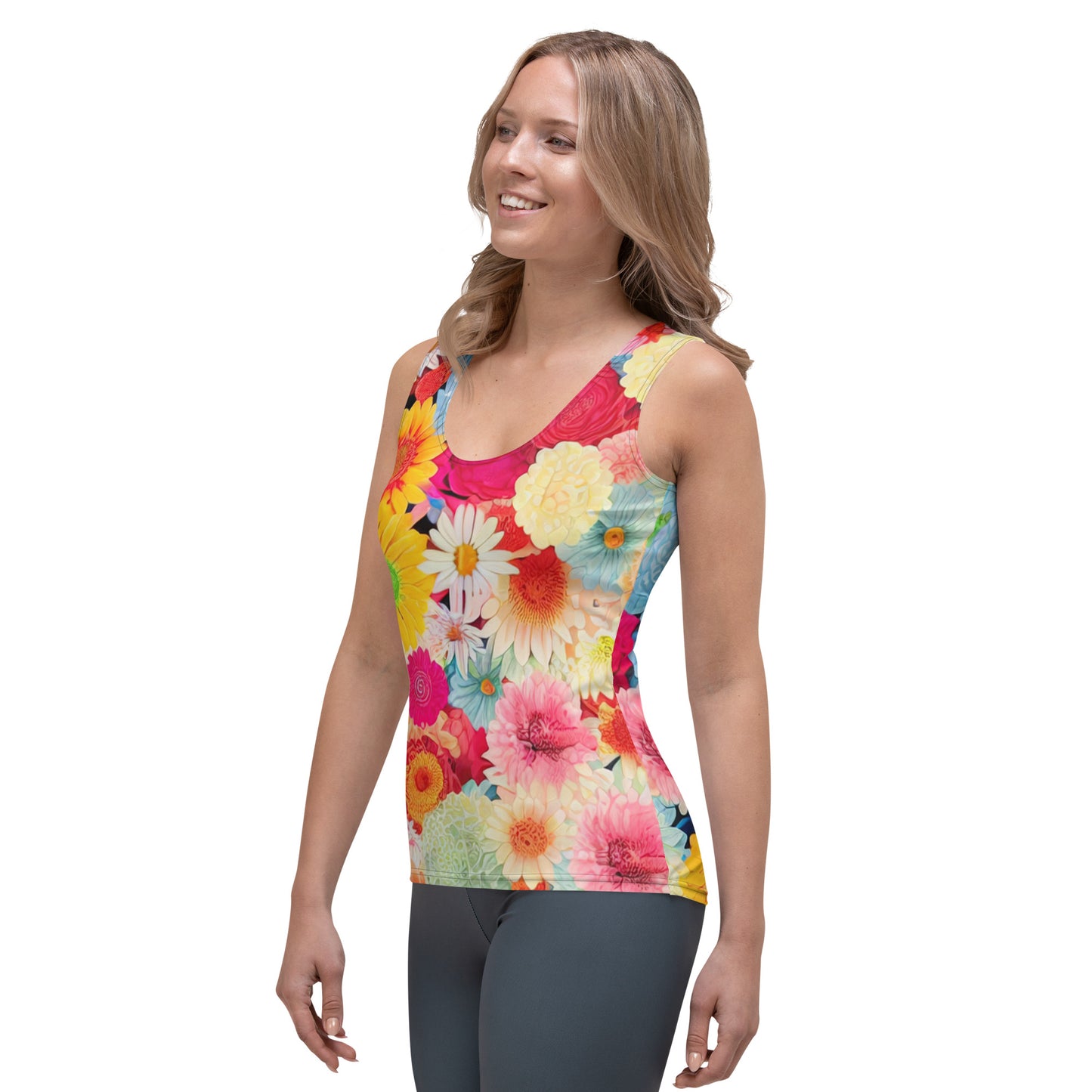 DMV 0106 Floral Sublimation Cut & Sew Tank Top