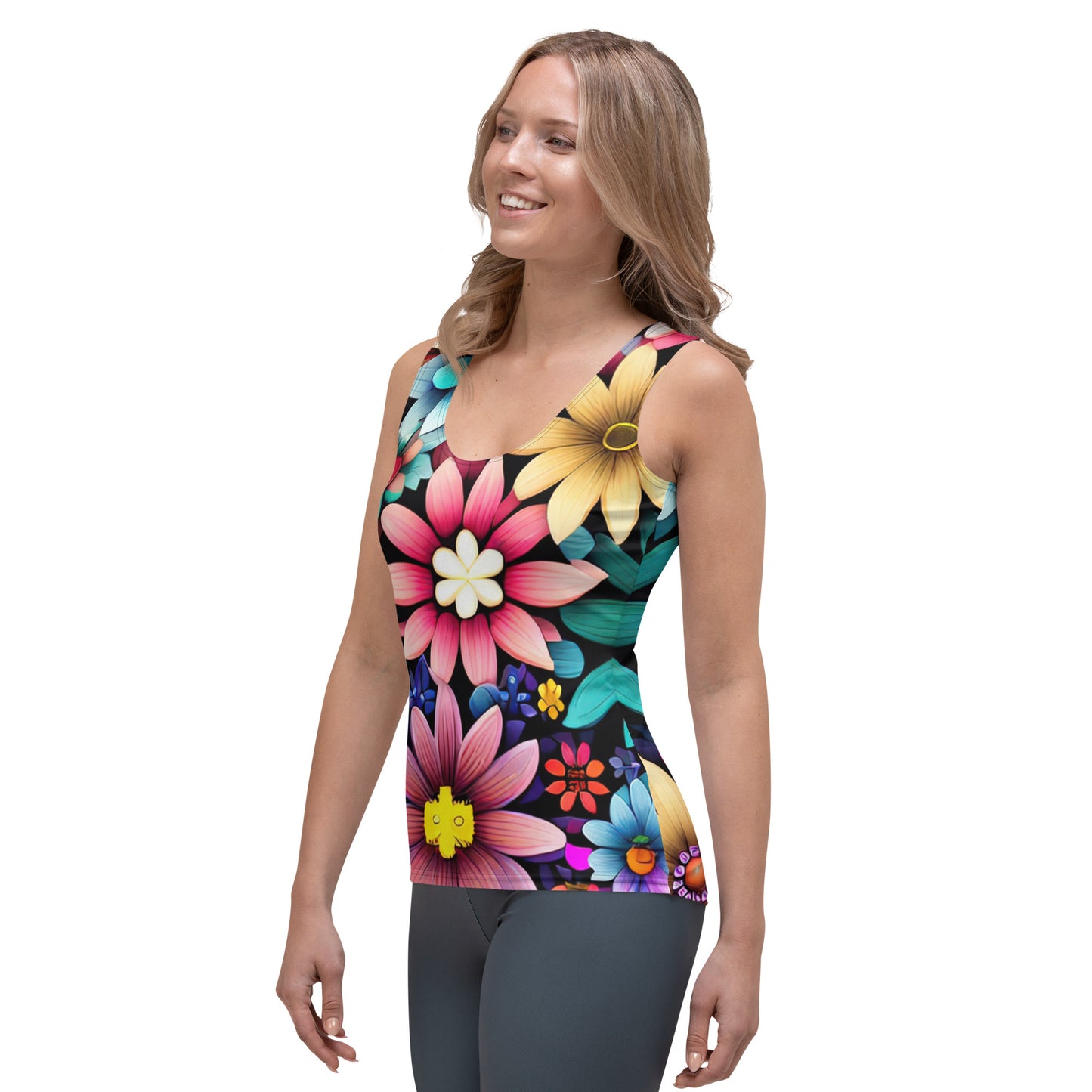 DMV 0265 Floral Sublimation Cut & Sew Tank Top