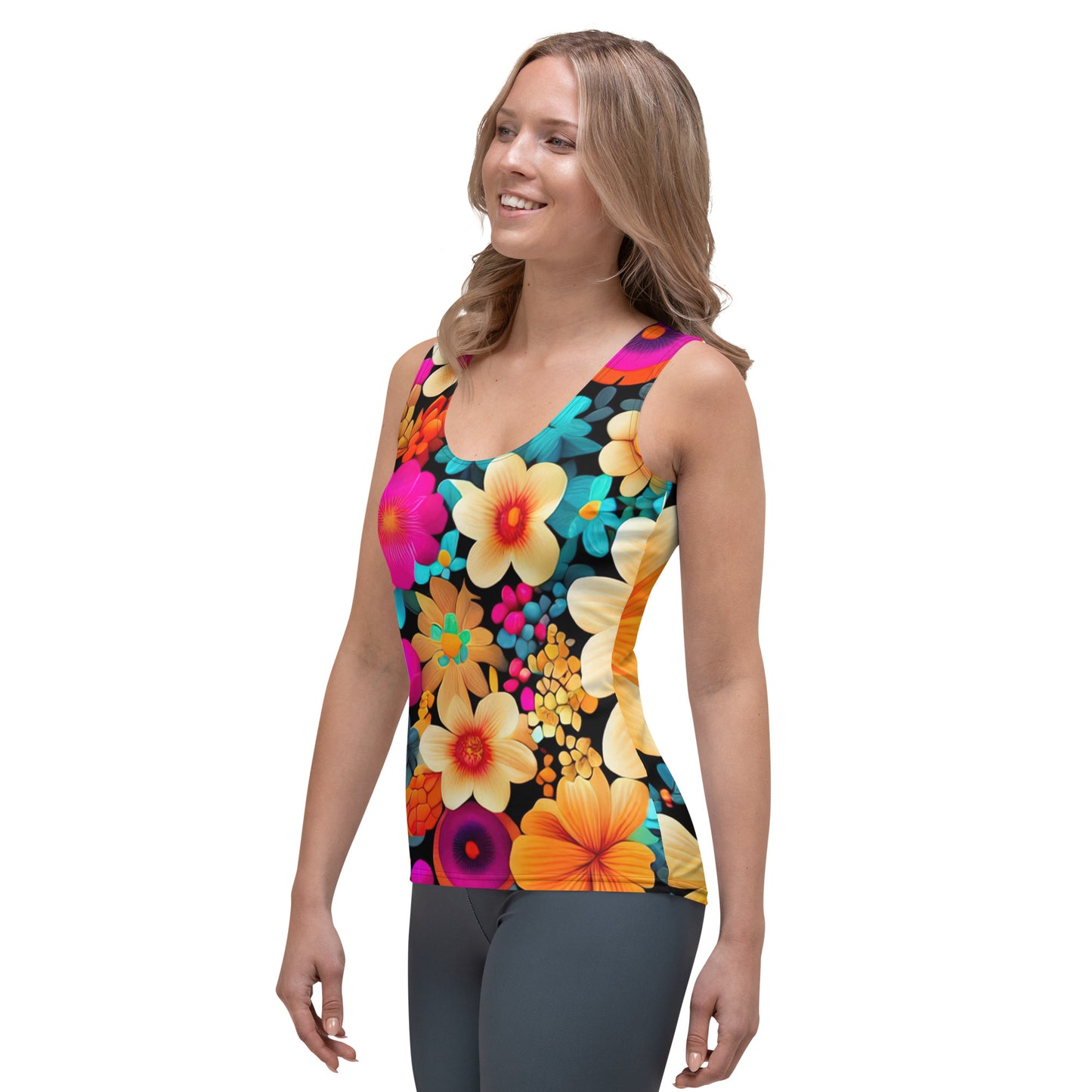 DMV 0259 Floral Sublimation Cut & Sew Tank Top