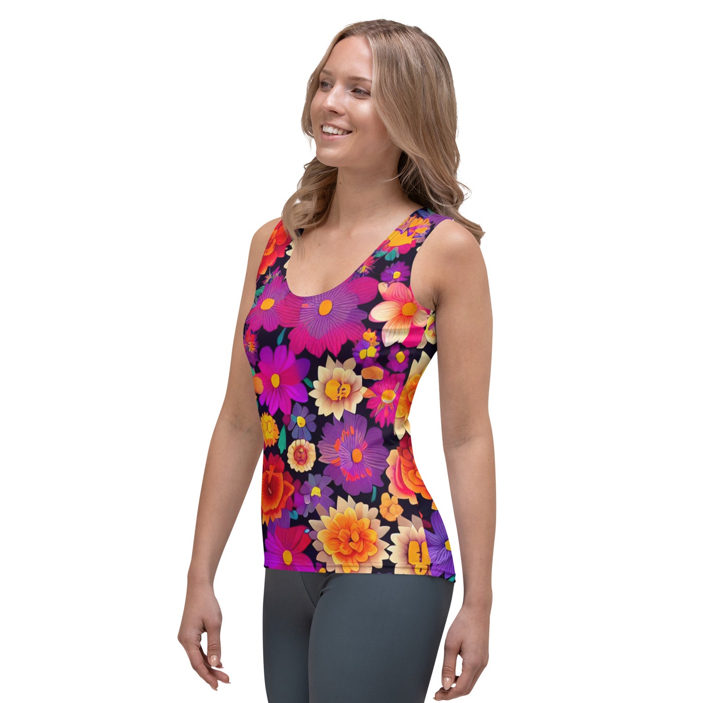 DMV 0192 Floral Sublimation Cut & Sew Tank Top