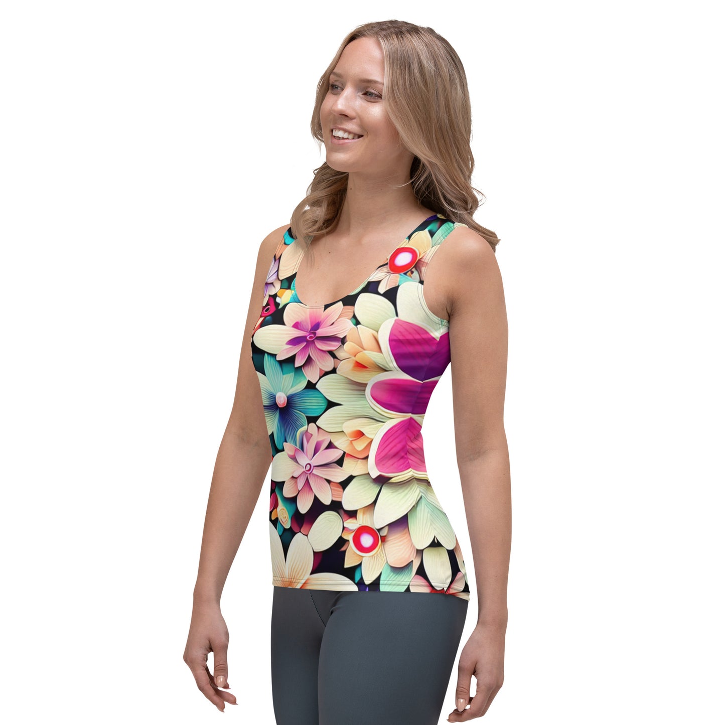 DMV 0307 Floral Sublimation Cut & Sew Tank Top