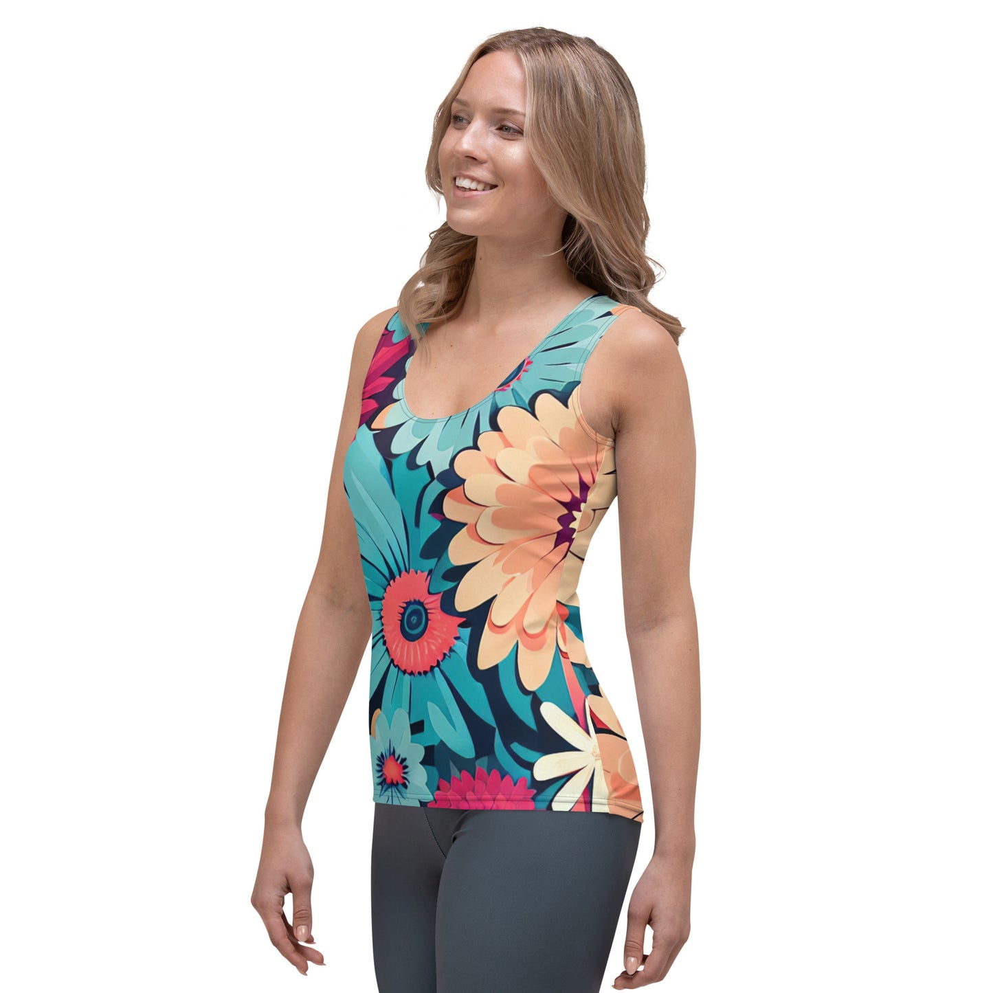 DMV 0293 Floral Sublimation Cut & Sew Tank Top