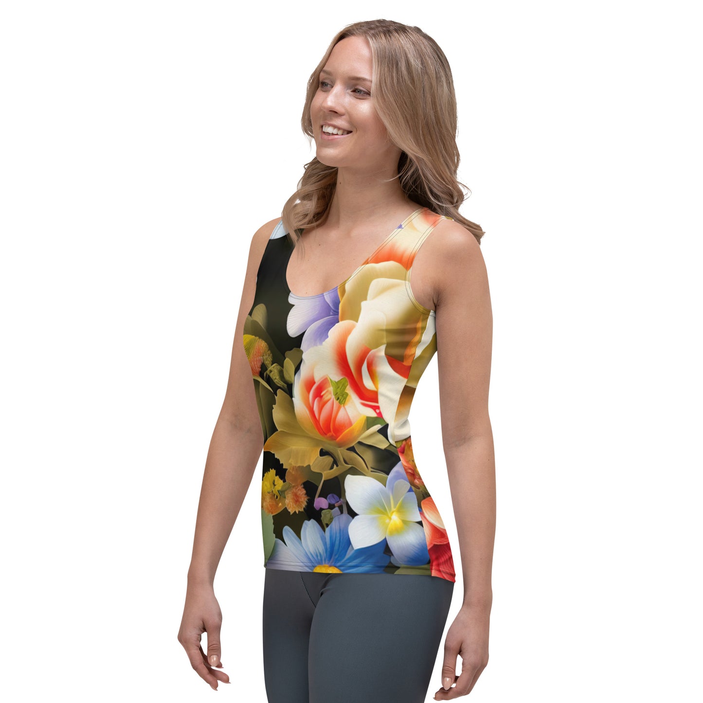 DMV 0268 Floral Sublimation Cut & Sew Tank Top