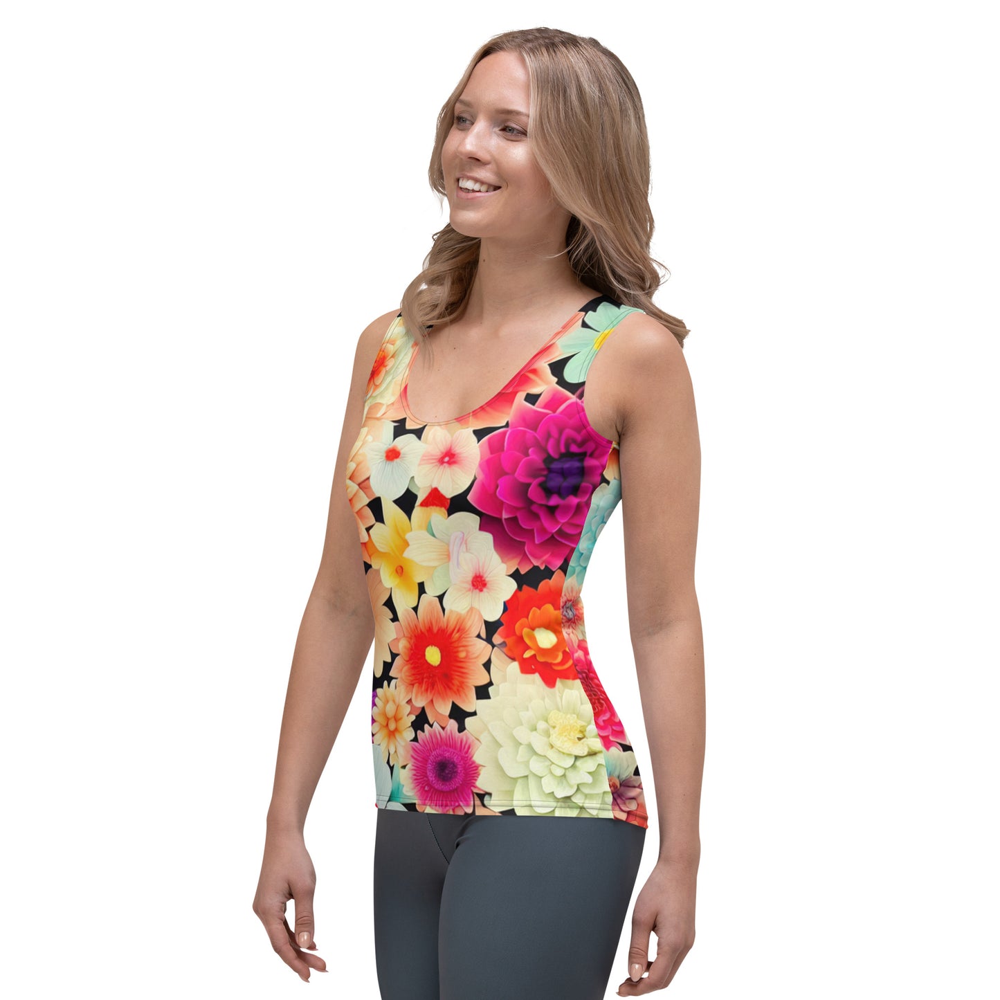 DMV 0424 Floral Sublimation Cut & Sew Tank Top