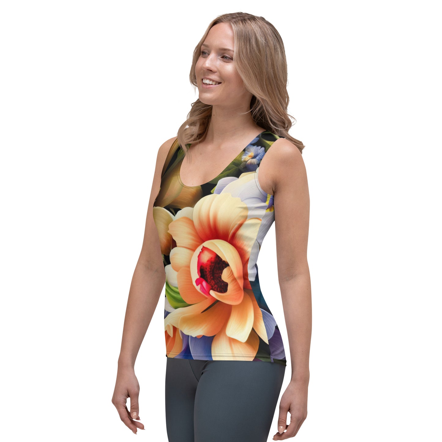 DMV 1501 Floral Sublimation Cut & Sew Tank Top