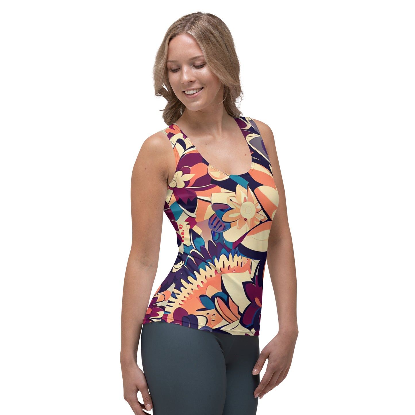 DMV 0253 Floral Sublimation Cut & Sew Tank Top