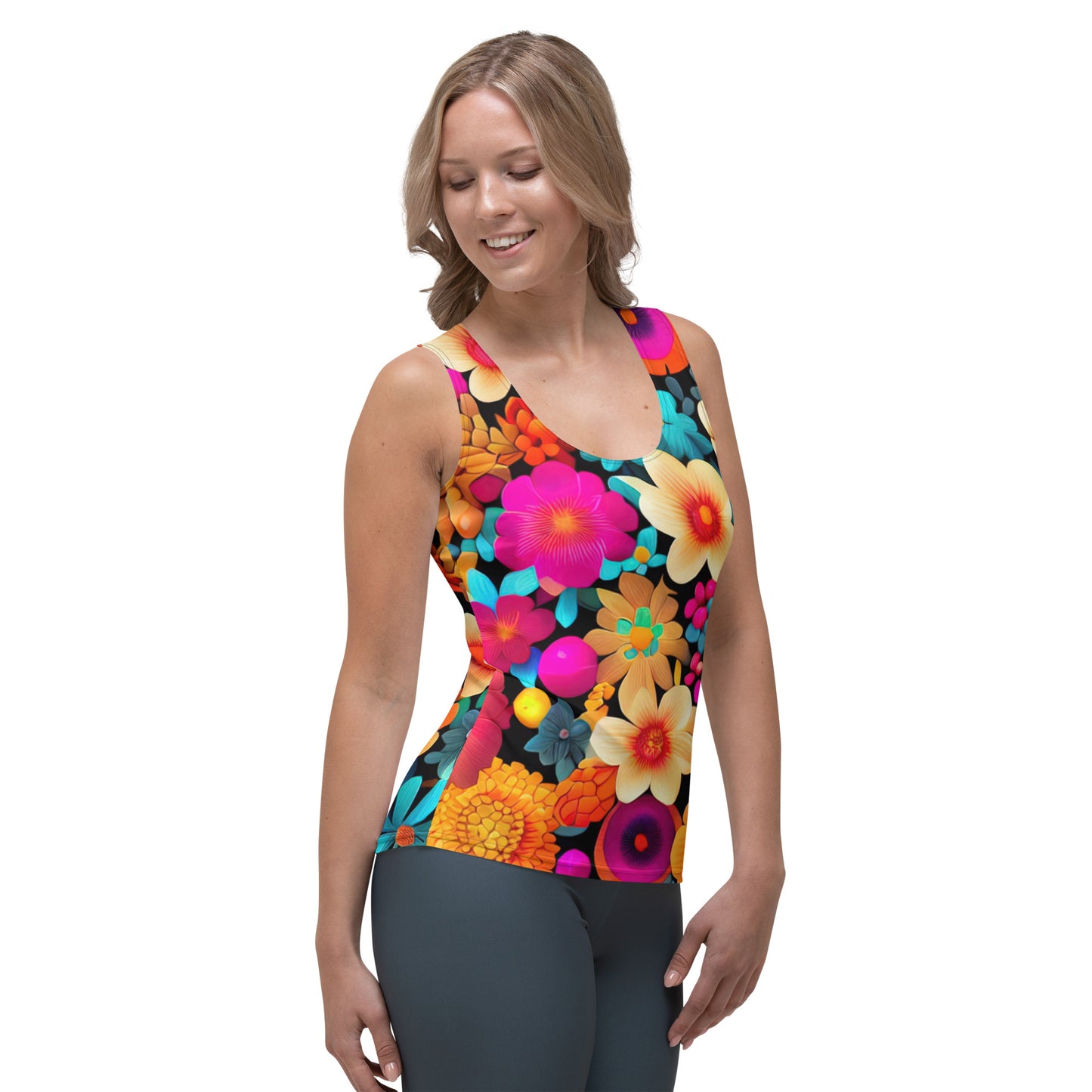 DMV 0259 Floral Sublimation Cut & Sew Tank Top