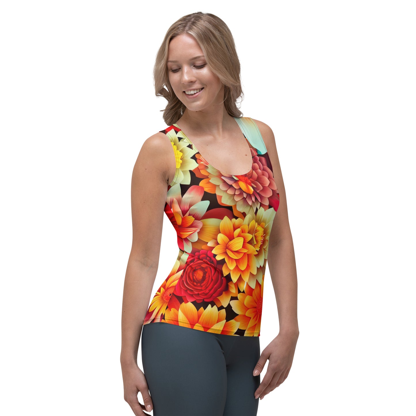 DMV 0419 Floral Sublimation Cut & Sew Tank Top