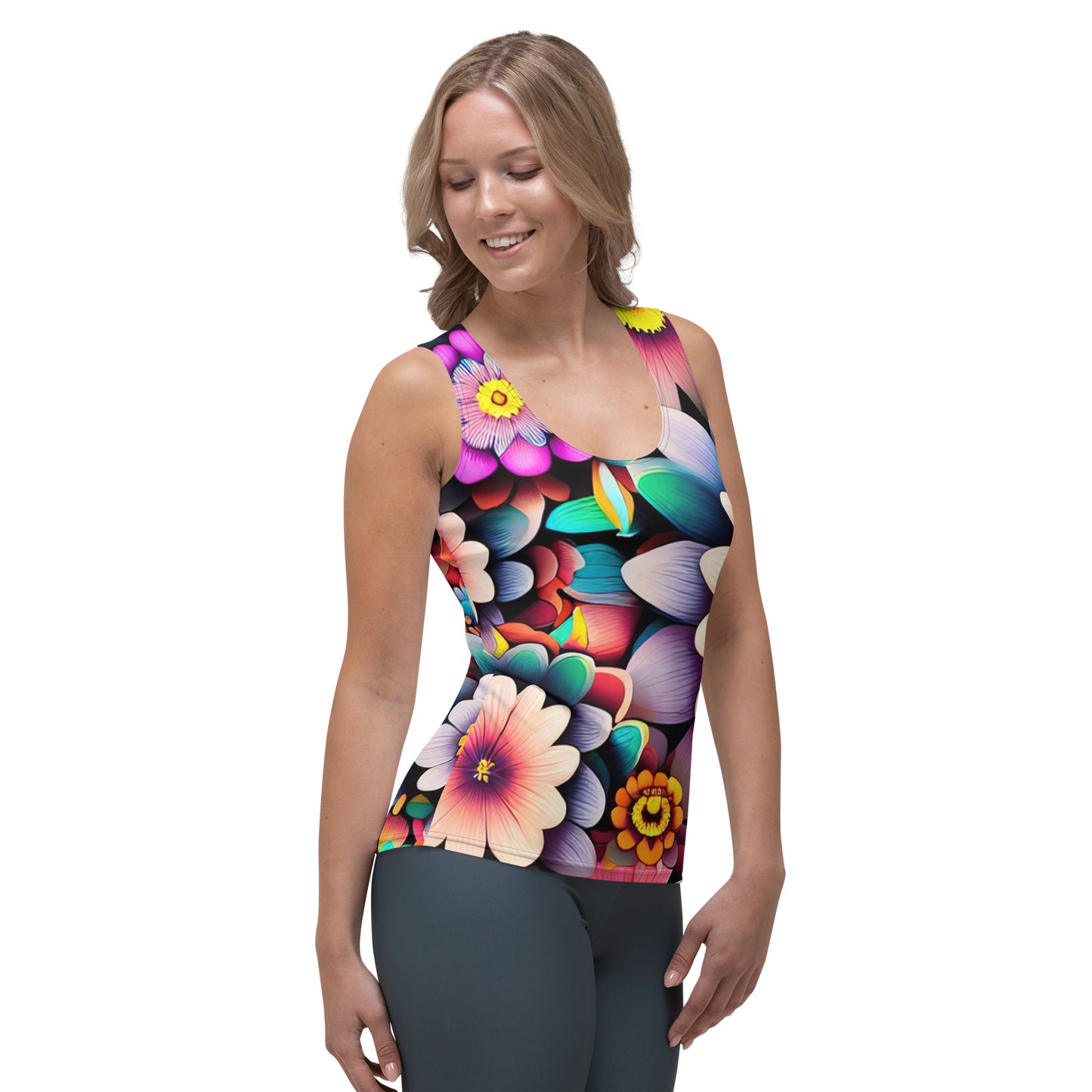 DMV 0515 Floral Sublimation Cut & Sew Tank Top