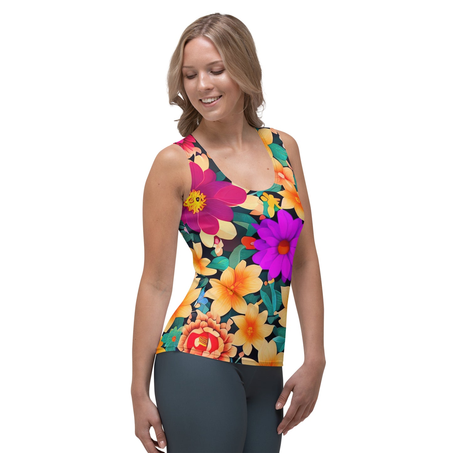 DMV 0997 Floral Sublimation Cut & Sew Tank Top